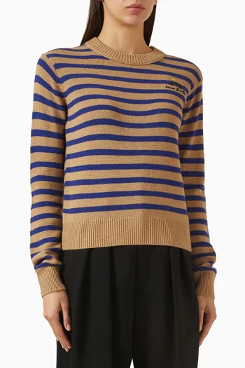 Joy Striped Crew Neck Sweater in Wool-blend Knit