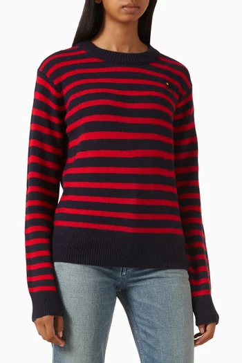 Joy Striped Crew Neck Sweater in Wool-blend Knit