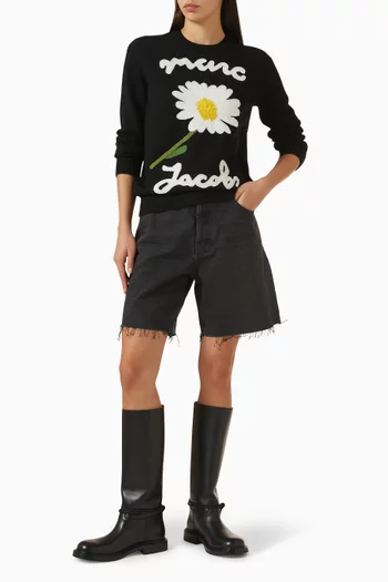 Marc is Joy Jacquard Crew Neck Sweater in Merino Wool