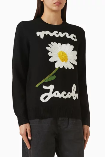 Marc is Joy Jacquard Crew Neck Sweater in Merino Wool