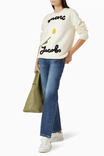 Marc is Joy Jacquard Crew Neck Sweater in Merino Wool