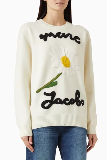 Marc is Joy Jacquard Crew Neck Sweater in Merino Wool