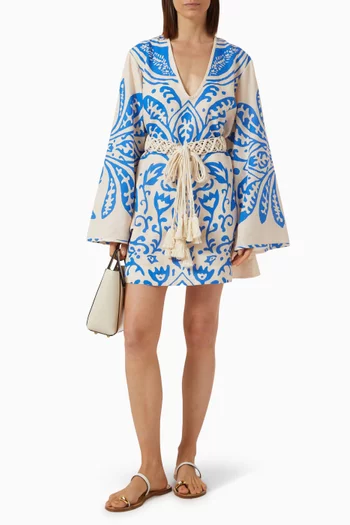 Noriko Macramé-belt Dress in Cotton Blend
