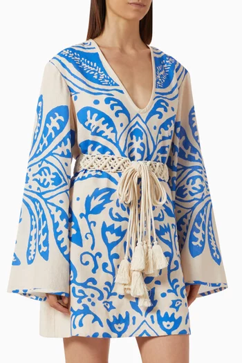 Noriko Macramé-belt Dress in Cotton Blend