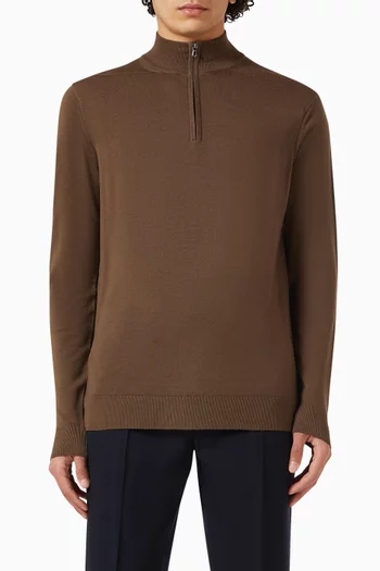 Half Zip Sweater in Extra-fine Merino Wool