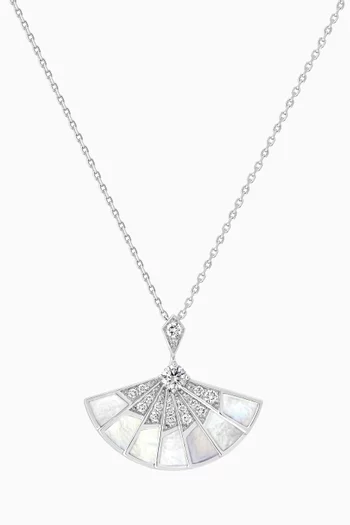 Fanfare Symphony Diamond & Mother of Pearl Necklace in 18kt White Gold