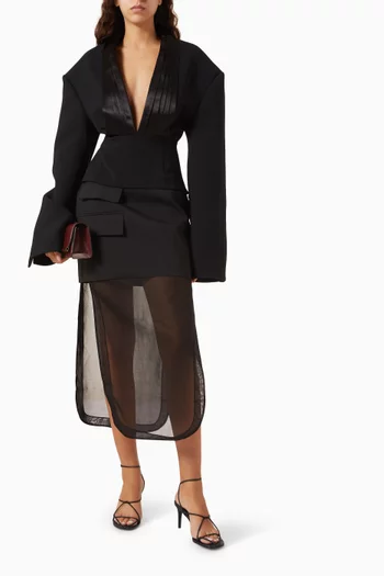 Cummerbund-collar Tuxedo Top