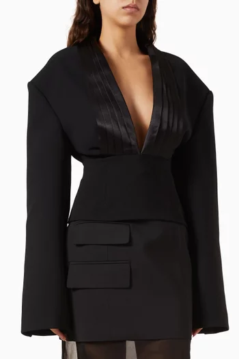 Cummerbund-collar Tuxedo Top