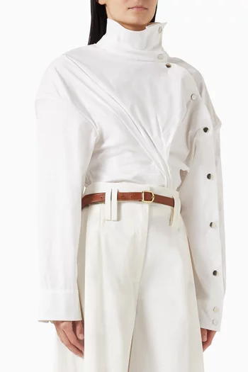 قميص بياقة غير متماثلة مزيج قطن