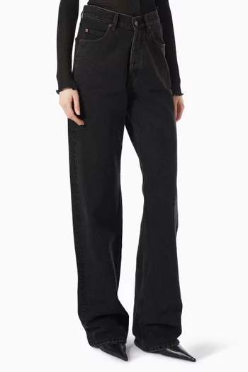 V-waist Baggy Jeans in French Denim