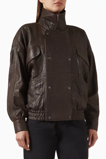 Bomber Jacket in Bubbled Lambskin