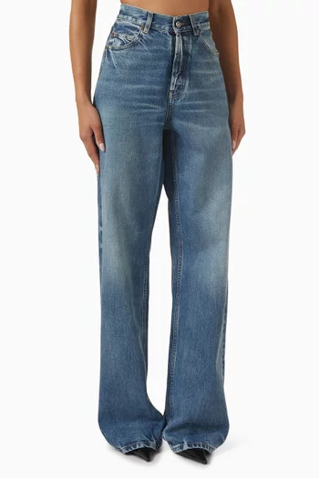 V-waist Baggy Jeans in Denim