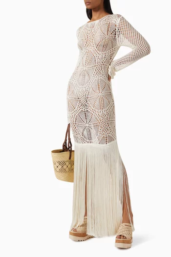 Sheer Crochet Knit Dress in Viscose