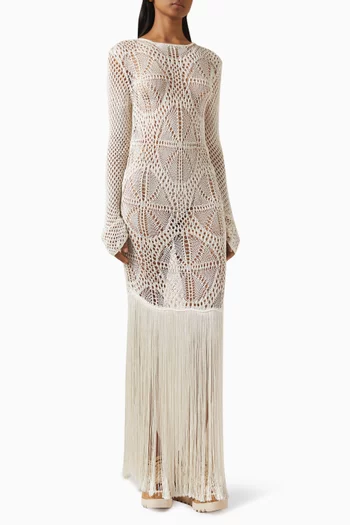 Sheer Crochet Knit Dress in Viscose