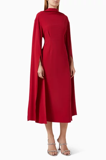 Nour Slit-sleeve Midi Dress in Crepe