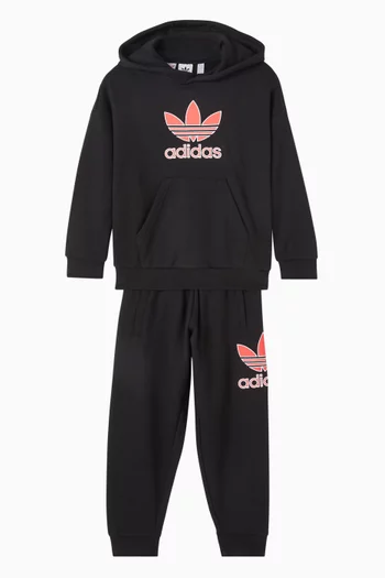 كنزة بغطاء رأس وشعار الماركة مزيج قطن