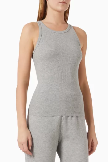 High Neck Tank Top in Cotton Blend