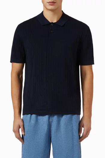 Cable-knit Polo Shirt in Cotton