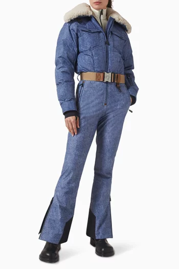 بدلة تزلج مبطنة بالزغب بحافة فرو