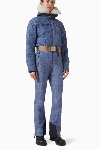 بدلة تزلج مبطنة بالزغب بحافة فرو