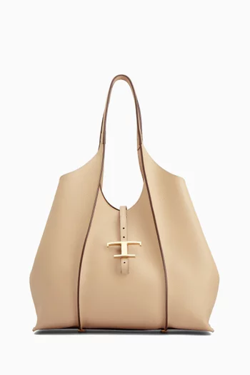 حقيبة متوسطة بحلية كلاسيكية بشكل حرف T جلد