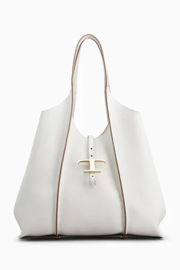 حقيبة متوسطة بحلية كلاسيكية بشكل حرف T جلد