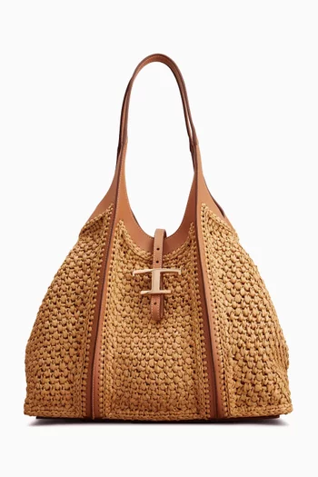 Medium T Timeless Shopping Bag in Raffia