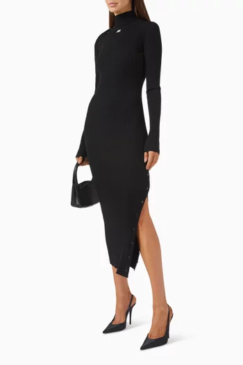 Rib-knit Snap Dress in Viscose Blend