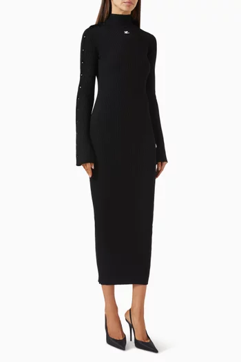 Rib-knit Snap Dress in Viscose Blend