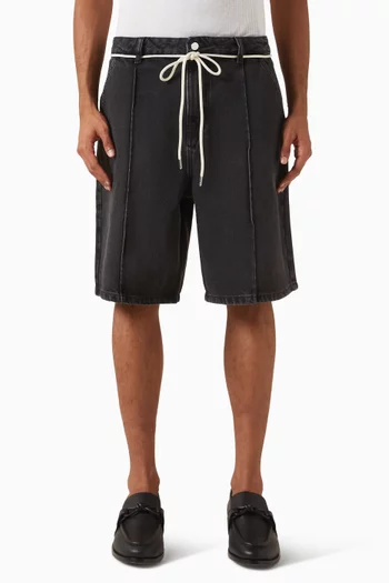 شورت بقصة ساق واسعة ورباط تضييق دينم