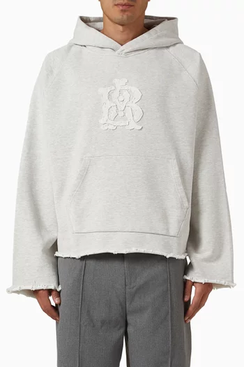 Monogram Cut Off Hoodie in Cotton