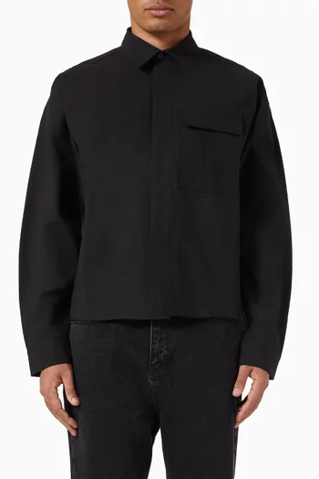 Seersucker Overshirt in Linen Blend