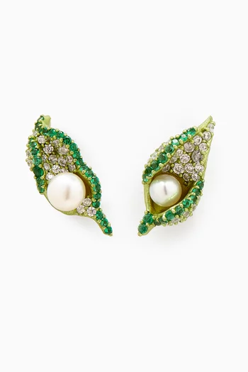 Dew Drop Petal Stud Earrings in 18kt Gold Vermeil