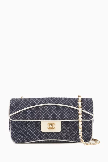 2000s Quilted Single Flap Bag in Cotton & Patent Leather
