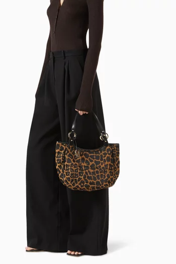 2000s Leopard Print Tote Bag in Lambskin Leather