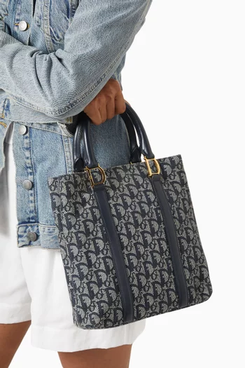 Small Trotter Tote Bag in Canvas & Leather