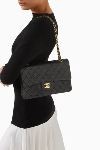 1990s Medium Classic Double Flap Bag in Leather