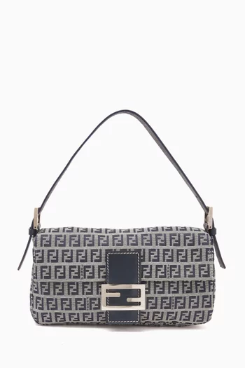 2000s Baguette Shoulder Bag in Zucchino Canvas & Leather