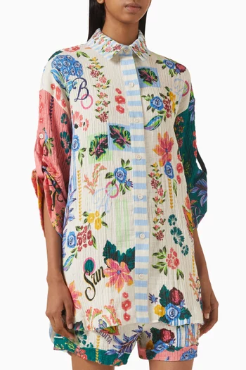 Chrissy Oversized Shirt in Cotton Blend