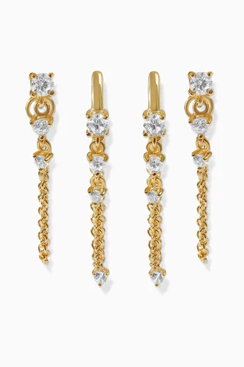Jenneth Chain Earrings in 14kt Gold-plated Sterling Silver, Set of 4