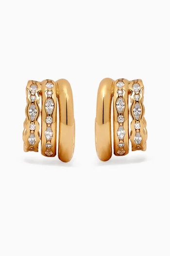 Messi Crystal Hoop Earrings in 14kt Gold-plated Sterling Silver