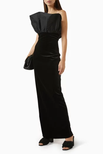 Shell Low-back Gown in Velvet & Taffeta