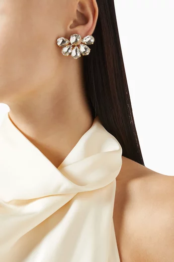 Diademe Half Flower Clip-on Earrings in Gold-plated Brass