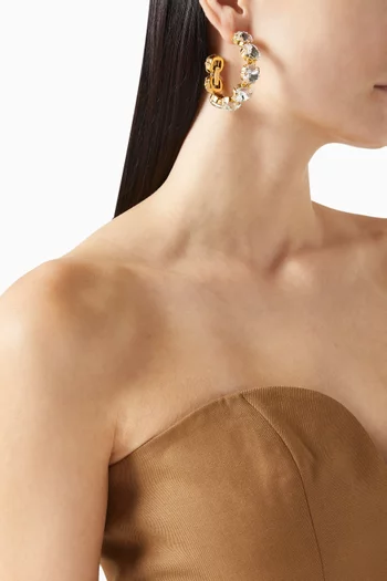 Diademe Crystal Hoop Earrings in Gold-plated Brass
