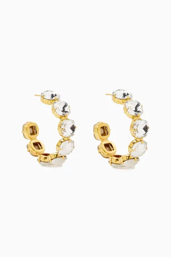 Diademe Crystal Hoop Earrings in Gold-plated Brass