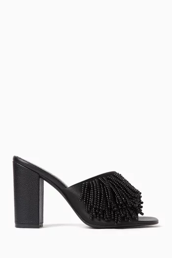 Myriade 120 Beaded Mules in Leather