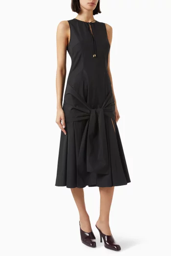 Wrap-panel Dress in Cotton Poplin