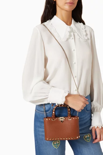 حقيبة يد ميني بحلي هرمية جلد