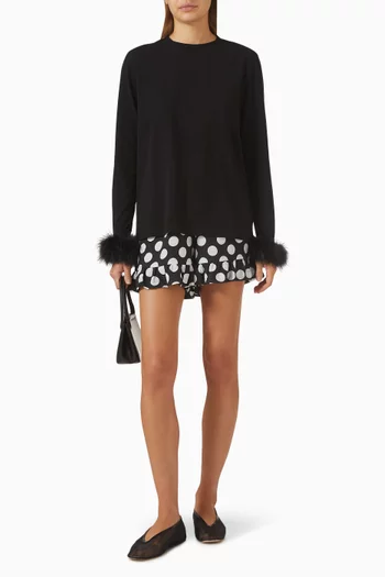Feather-cuff T-shirt in Cotton-jersey