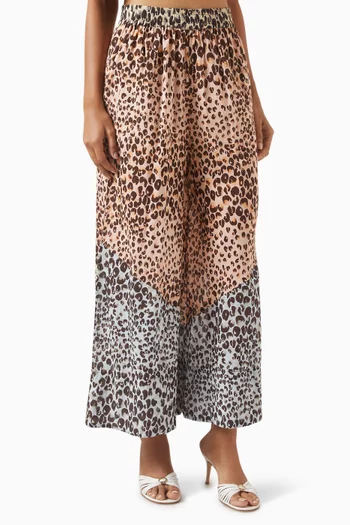 Leopard-print Spliced Pants